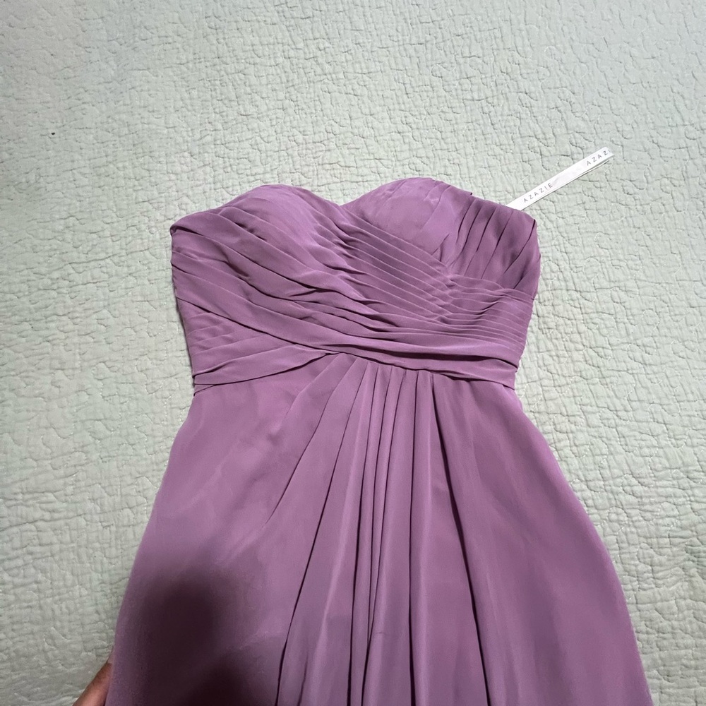 Azazie Purple Strapless Sweetheart Gown